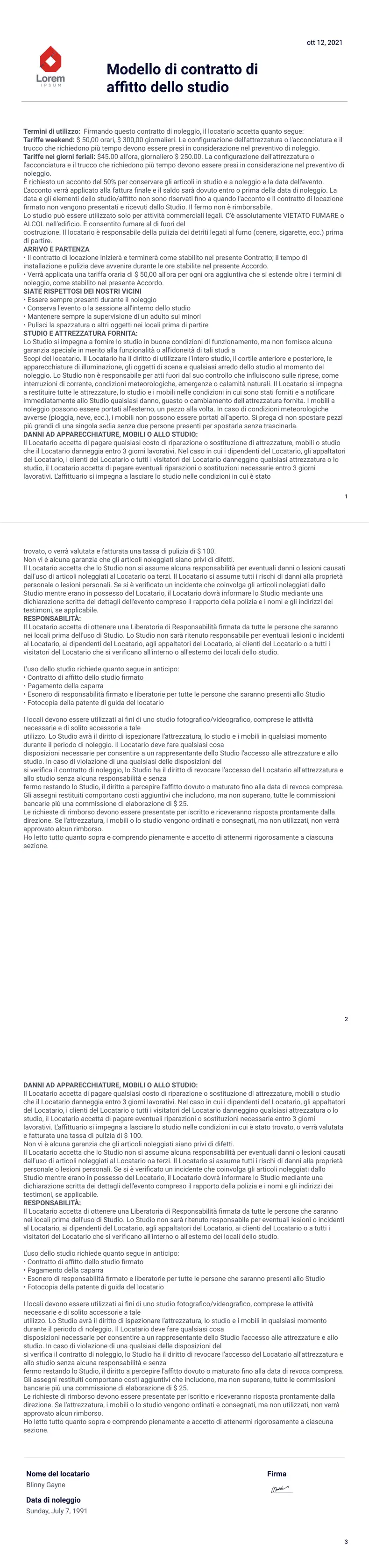 Lettera di risoluzione anticipata del contratto di locazione ...