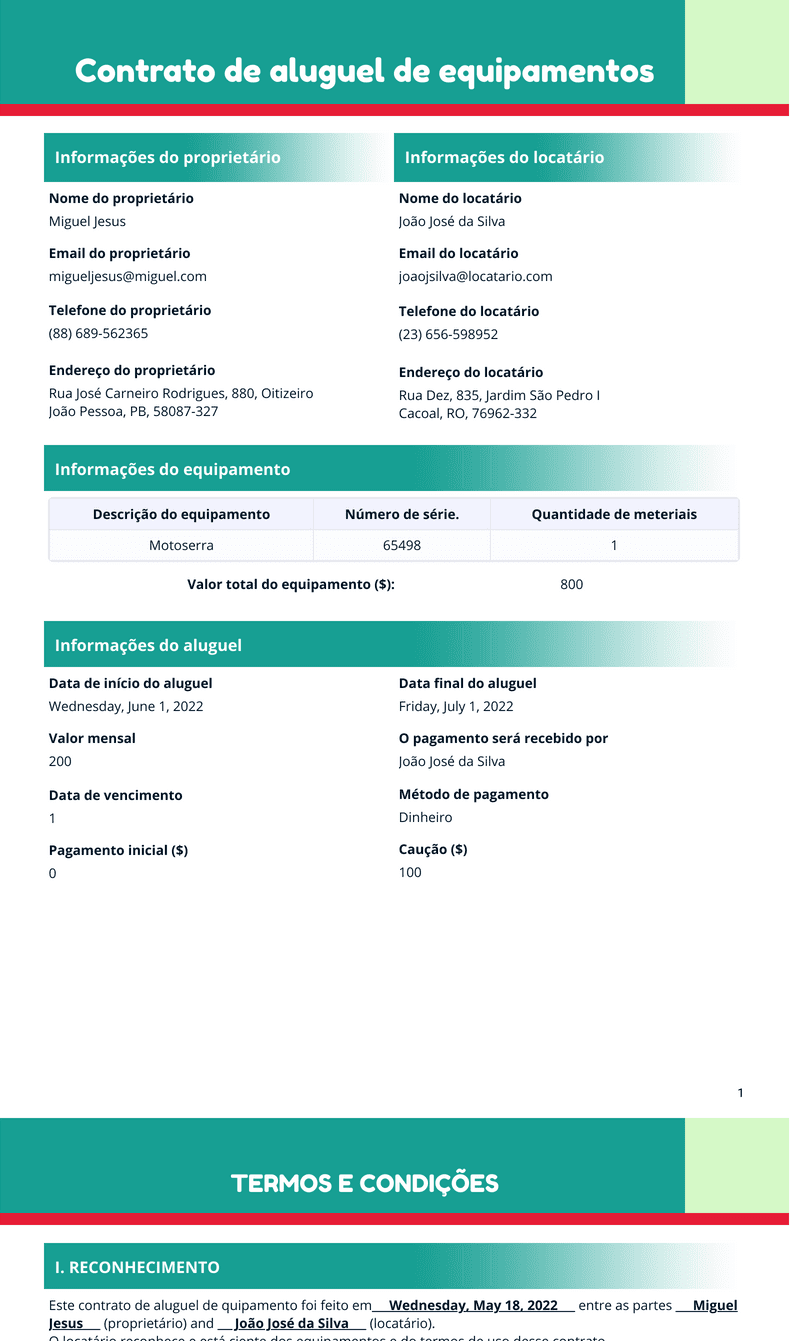 Modelo De Contrato De Aluguel De Equipamento Modelos Para Pdfs Jotform 2415