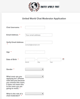Moderator Application Form for Chat