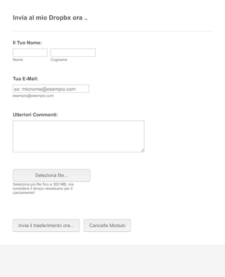 Form Templates: Modulo Caricamento File Invia su Dropbox