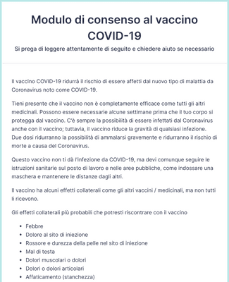 Form Templates: Modulo Di Consenso Al Vaccino COVID 19