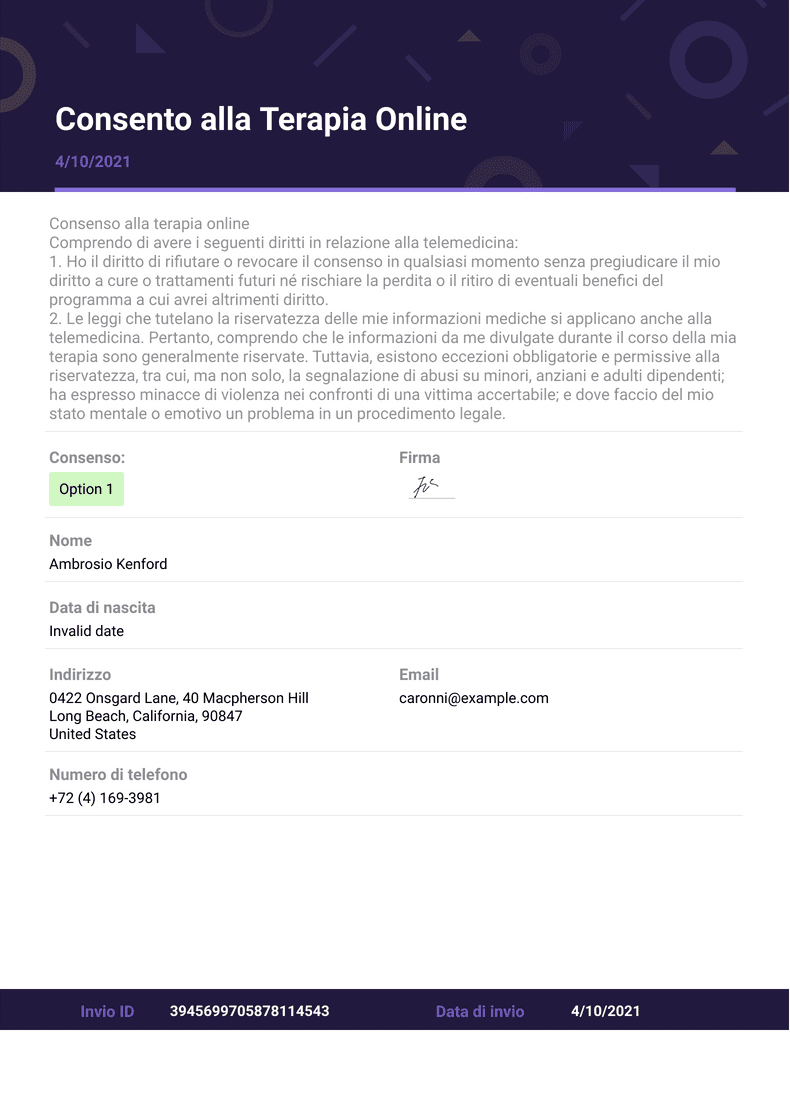 Modulo Di Consenso Alla Terapia Online Template Pdf Jotform