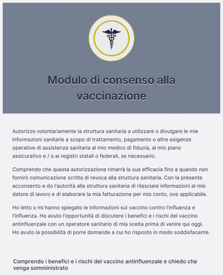 Modulo di consenso alla vaccinazione