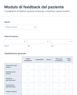 Form Templates: Modulo di feedback del paziente