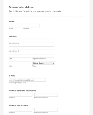 Modulo Di Iscrizione Template Modulo | Jotform