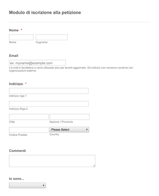 Form Templates: Modulo di iscrizione alla petizione