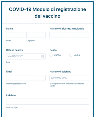 Modulo di registrazione per il vaccino COVID-19
