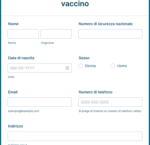 Form Templates: Modulo Di Registrazione Per Il Vaccino COVID 19