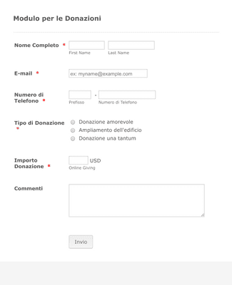 Form Templates: Modulo Donazione Online