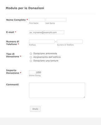 Form Templates: Modulo Donazione Online