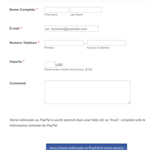 Form Templates: Modulo Donazione PayPal