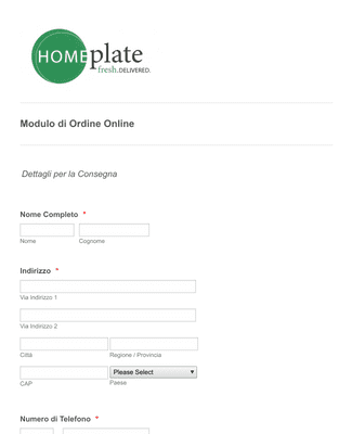 Form Templates: Modulo Ordine Food Online
