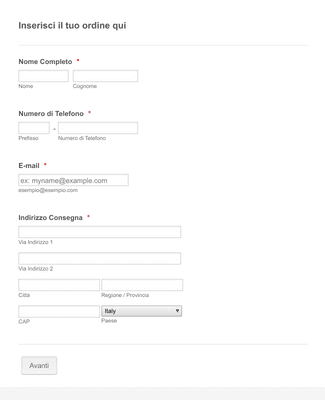 Form Templates: Modulo Ordine Semplice Personalizzato