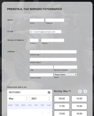 Form Templates: Modulo per prenotazione servizio fotografico