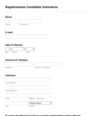 Form Templates: Modulo Registrazione Candidati Volontari