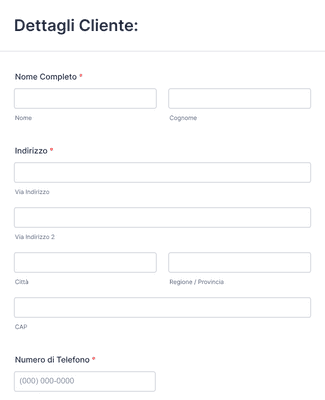 Form Templates: Modulo Registrazione Nuovo Cliente
