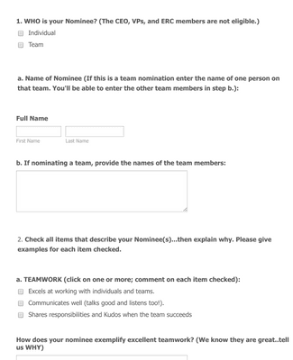 Form Templates: Employee Nomination Form