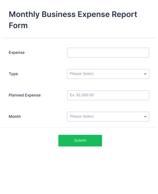 Monthly Business Expense Report Form
