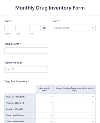 Pill Inventory Form Inventory Checklist Form Template | Jotform