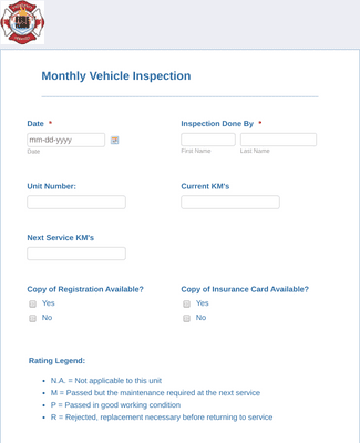 Uber Inspection Form Template | Jotform