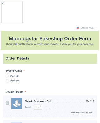 Morningstar Bakeshop Order Form