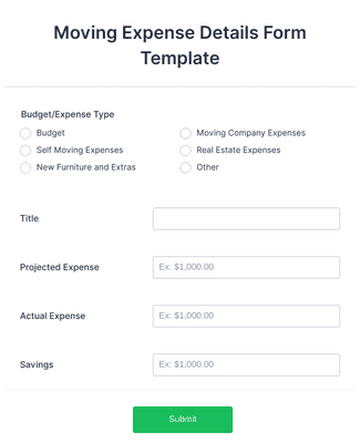 Moving Expense Details Form Template