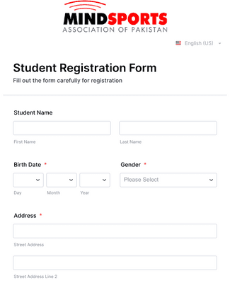 Form Templates: MSAP Chess Club Student Registration Form