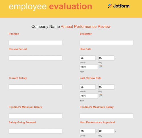 Form Templates: Multi Page Employee Evaluation Form