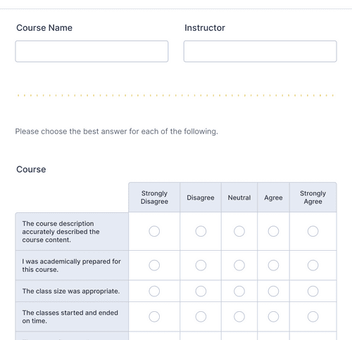 Form Templates: MultiPage Course Evaluation Form