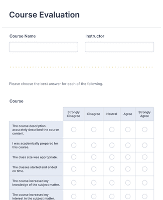 Student Course Evaluation Form Template | Jotform