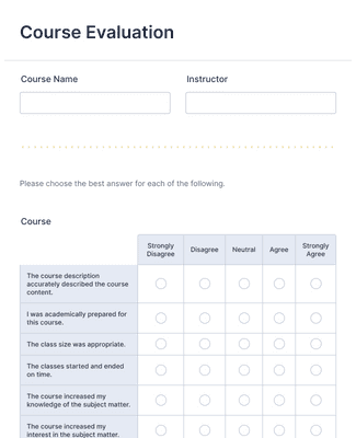 Form Templates: MultiPage Course Evaluation Form