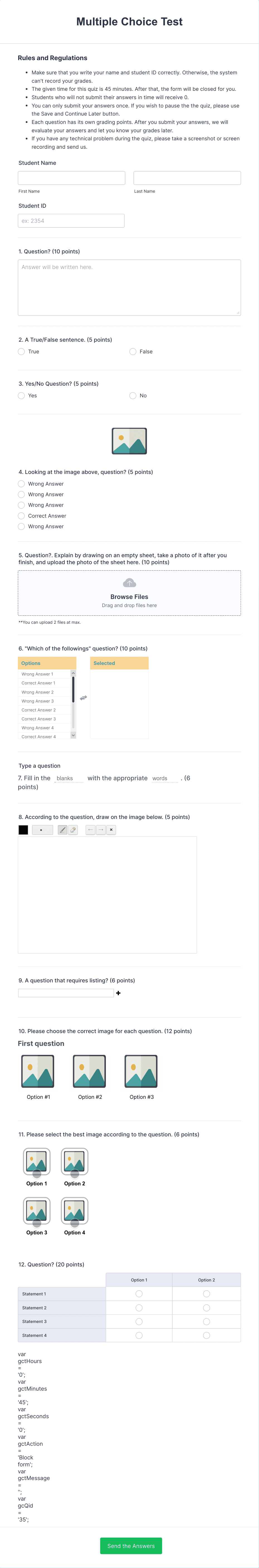Free Online Test Maker Multiple Choice Tests Jotform