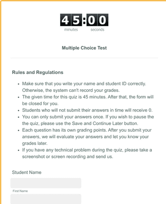 Multiple Choice Test Template Form Template JotForm