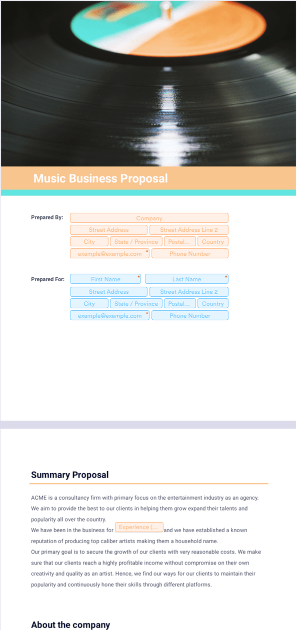Music Business Proposal Template - Sign Templates | Jotform