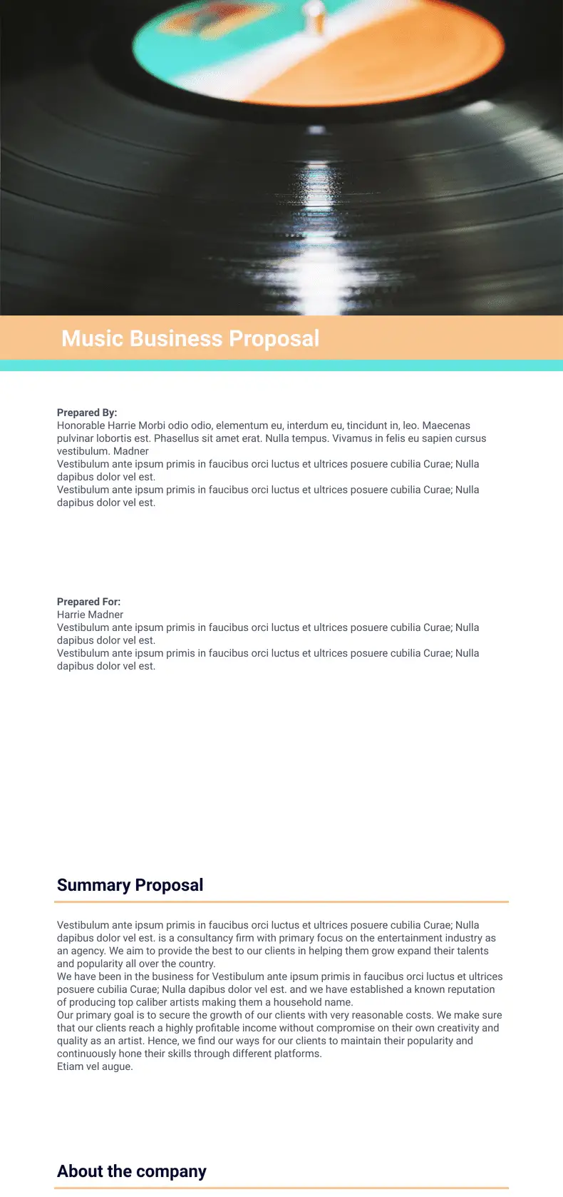 Music Business Proposal Template - Sign Templates | Jotform