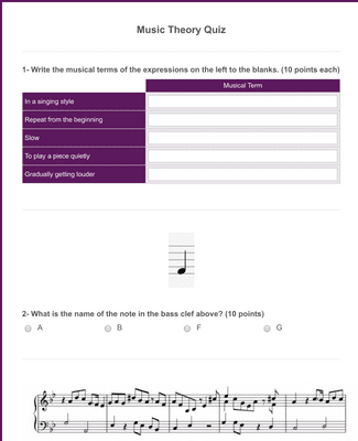 Form Templates: Music Theory Quiz