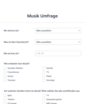 Form Templates: Musik Umfrage