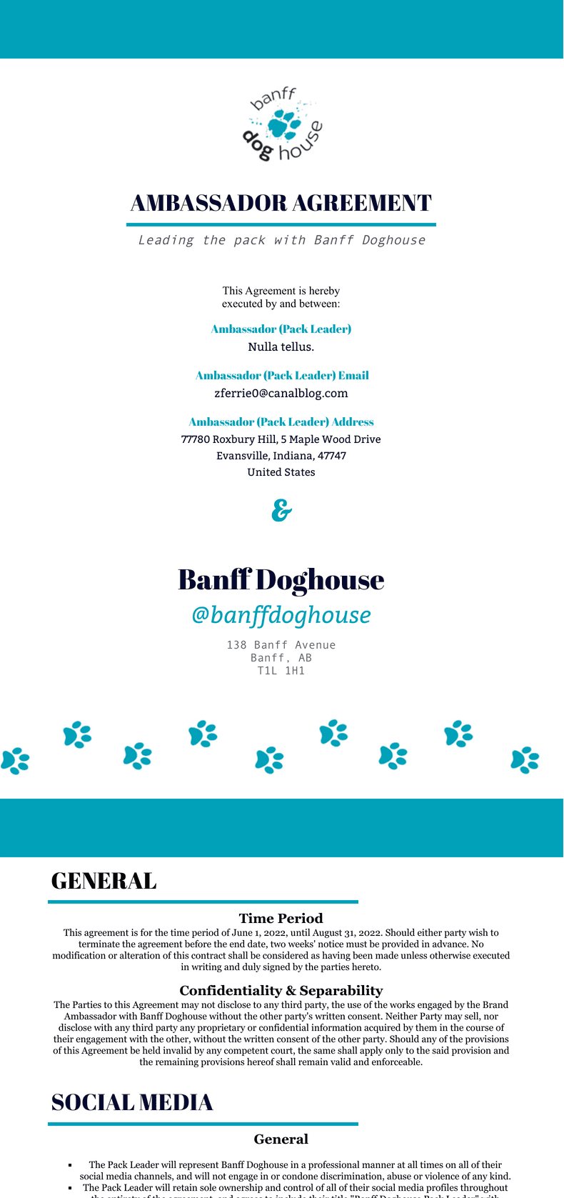 NAC - Banff Doghouse - Pack Leader Agreement