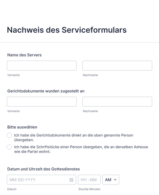 Form Templates: Nachweis des Serviceformulars
