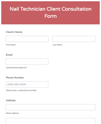 Nail Technician Client Consultation Form Template Jotform