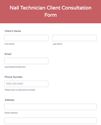 Form Templates: Nail Technician Client Consultation Form