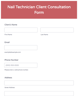Form Templates: Nail Technician Client Consultation Form