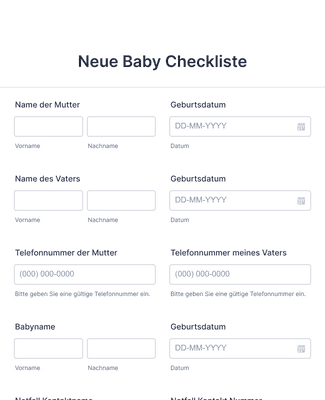 Form Templates: Neue Baby Checkliste