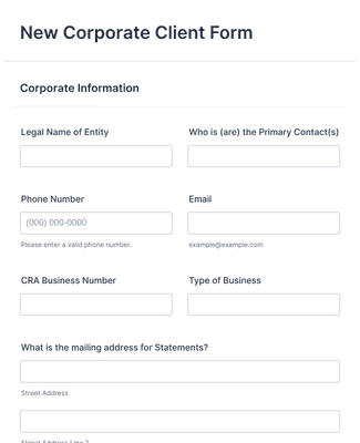 Ac Clientform New Corporate Client Form Template | Jotform