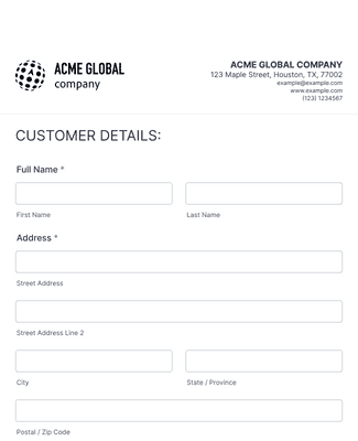 Form Templates: New Customer Registration Form
