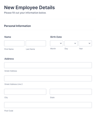 Form Templates: New Employee Details Form