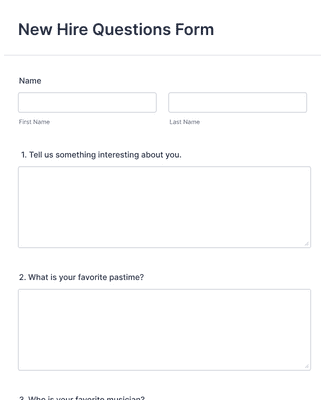 New Hire Questions Form Template | Jotform