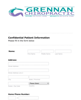  Patient Registration Form