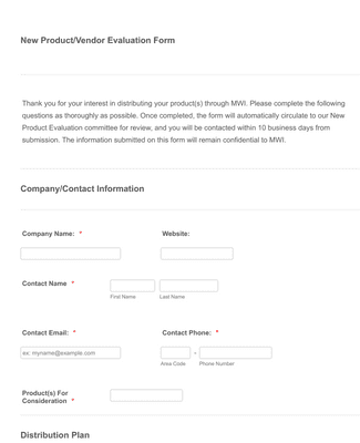 Form Templates: New Product Evaluation