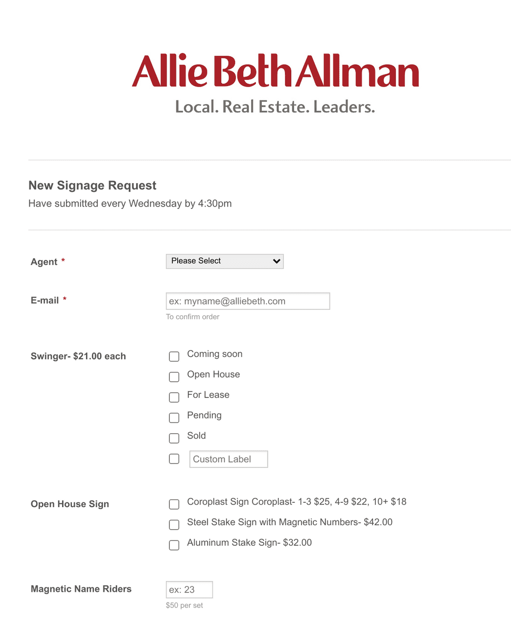 New Signage Request Form Template Jotform